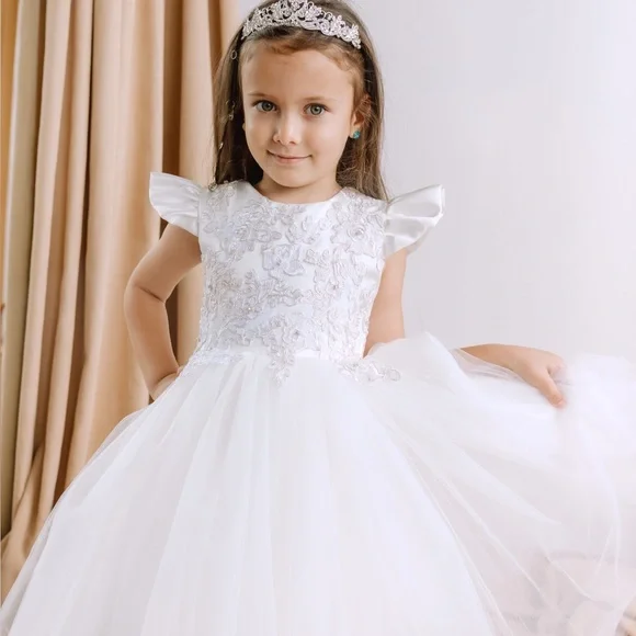 White Floral Embroidered Dress